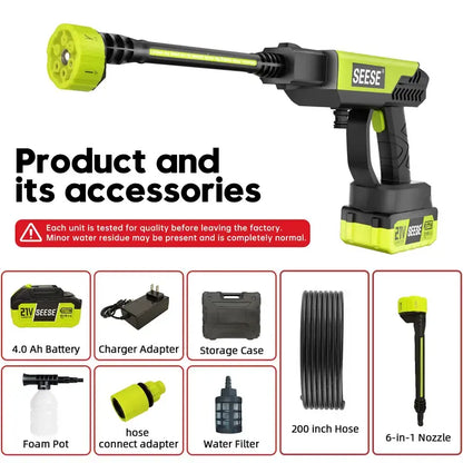 Father's Day Gift for Dad — 21V Cordless High-Pressure Car Wash Gun Kit | Wireless, Portable, Wash Anywhere