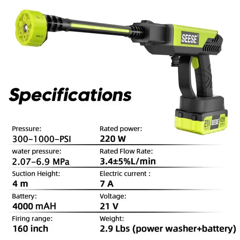 Father's Day Gift for Dad — 21V Cordless High-Pressure Car Wash Gun Kit | Wireless, Portable, Wash Anywhere