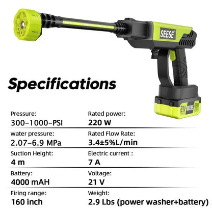 Father's Day Gift for Dad — 21V Cordless High-Pressure Car Wash Gun Kit | Wireless, Portable, Wash Anywhere