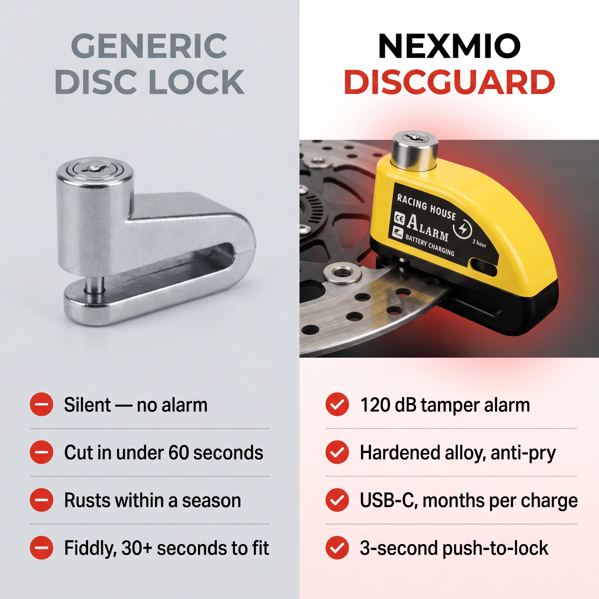 DiscGuard versus generic disc lock comparison
