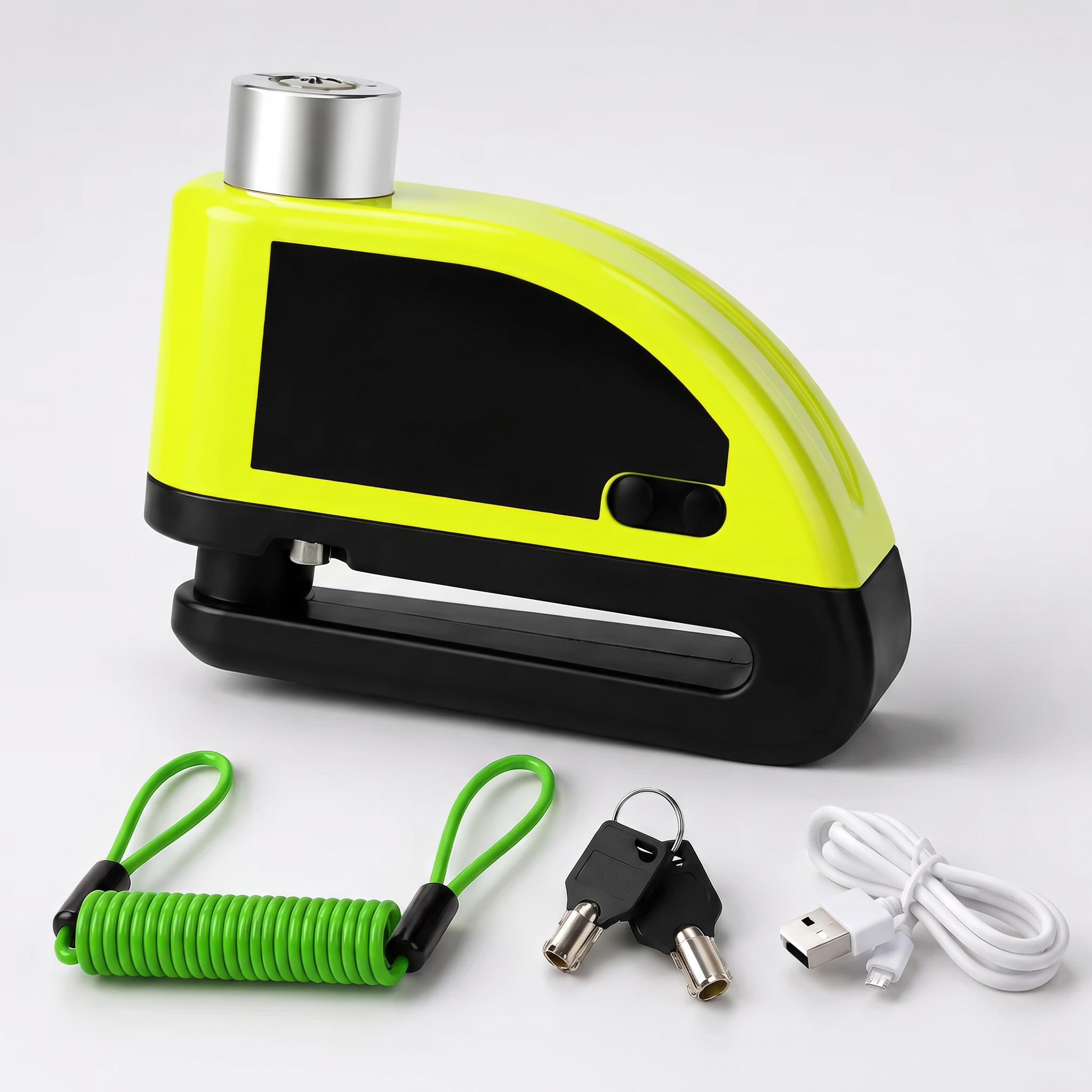 Nexmio disc lock alarm — full kit product shot