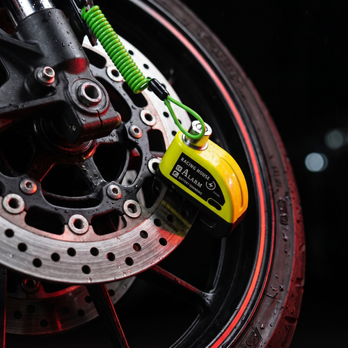 How to use — Nexmio lock clamped on a motorcycle brake rotor
